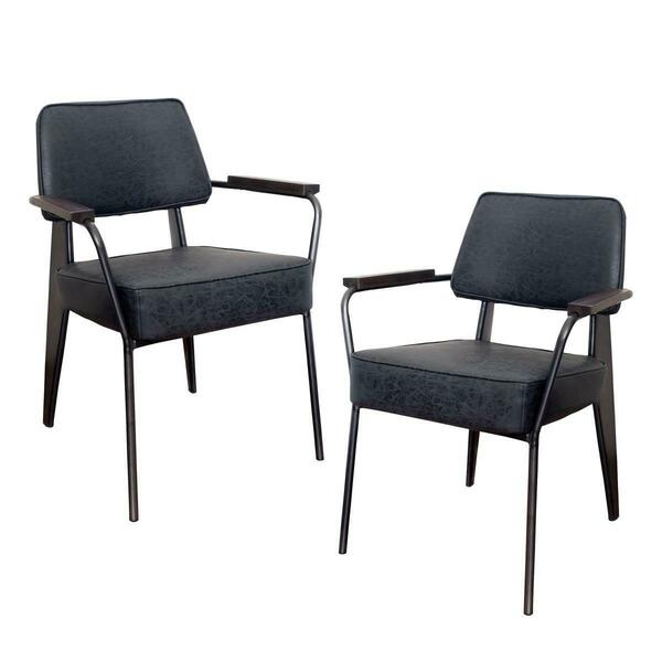 Amerihome Fauteuil Direction Accent Chair Set, Black, 2PK FDCHAIR2PCB